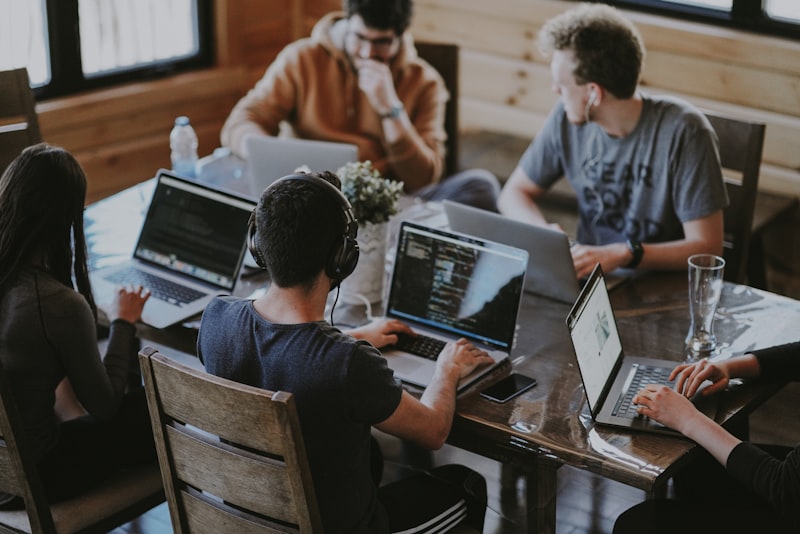 Team of professionals collaborating in a modern workspace