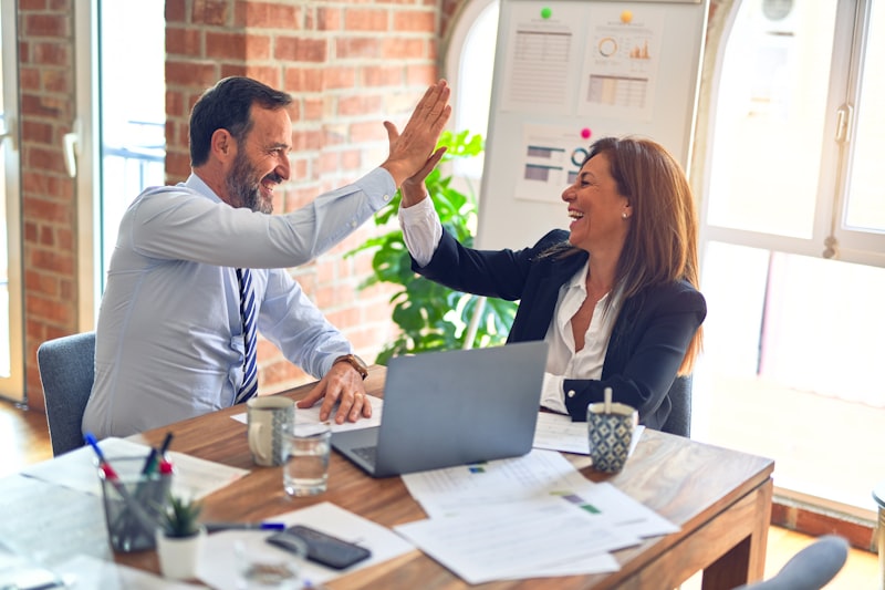 Team collaborating in a modern office environment